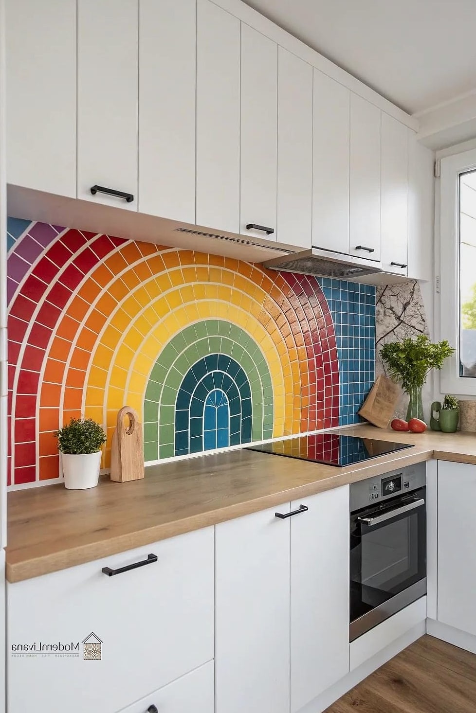 Rainbow Mosaic Accent Wall