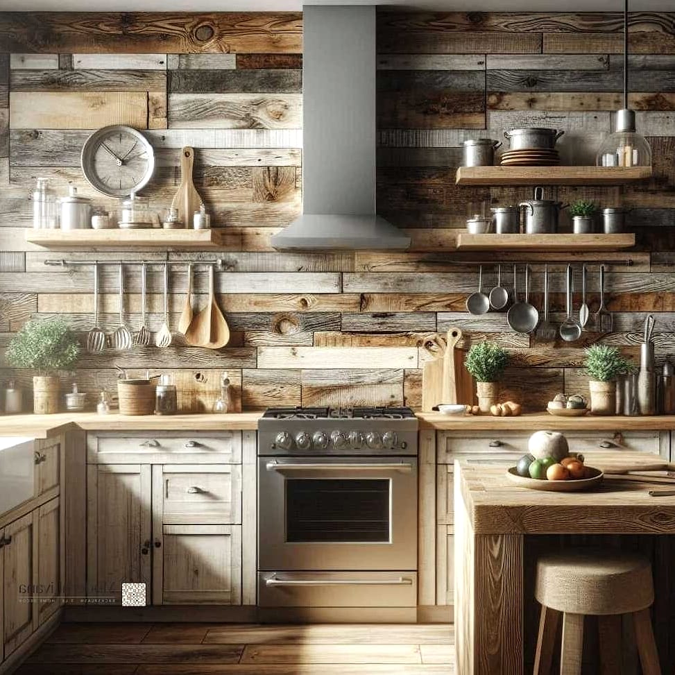24 Rustic Backsplash Ideas to Inspire Your Next Renovation 2 Reclaimed Wood Plank Backsplash