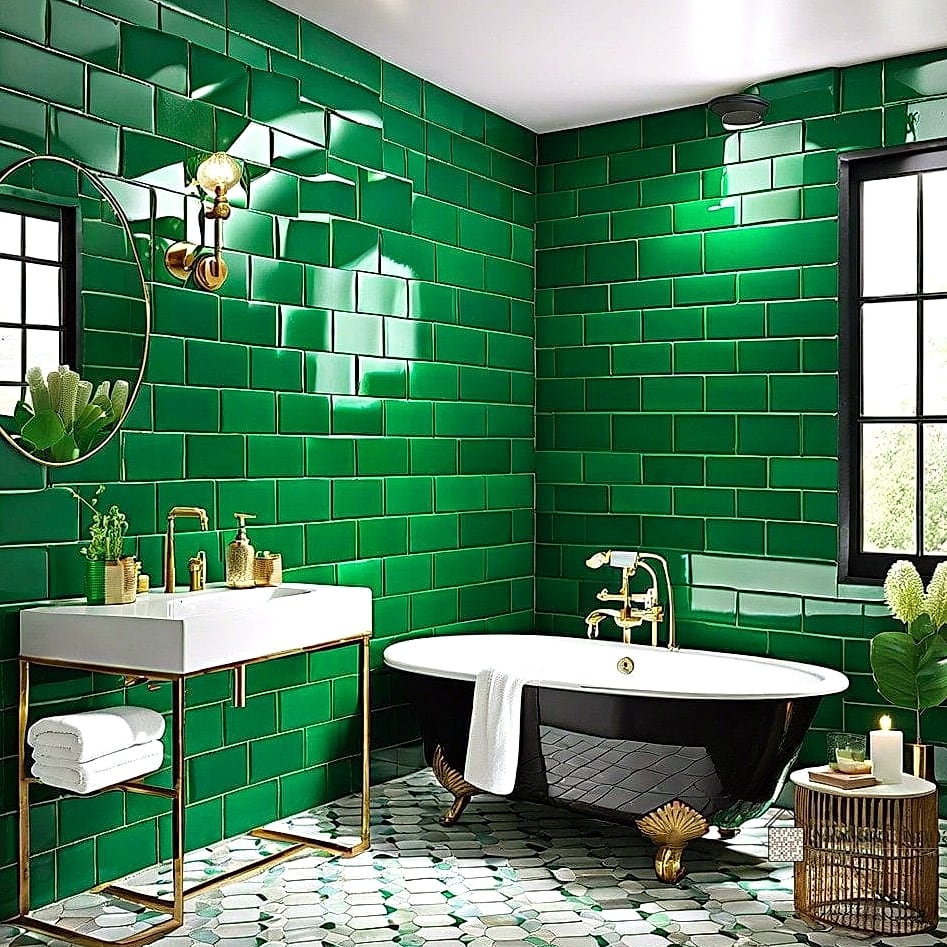 25 Stacked Subway Tile Ideas That Maximize Style and Function 20 Rich Emerald Green Statement Wall