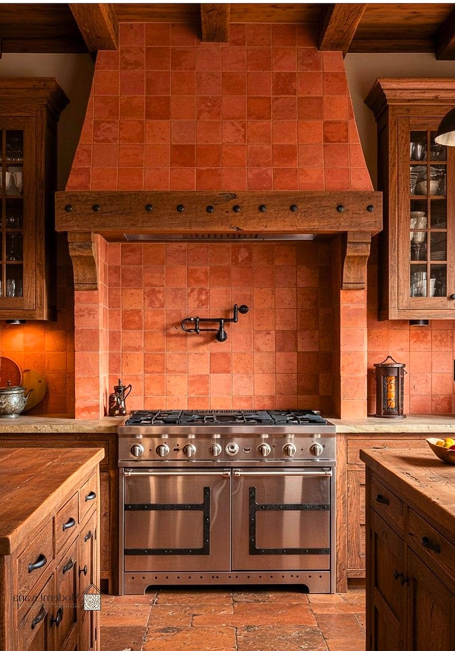 Rustic Handmade Terracotta Tiles with Visible Texture