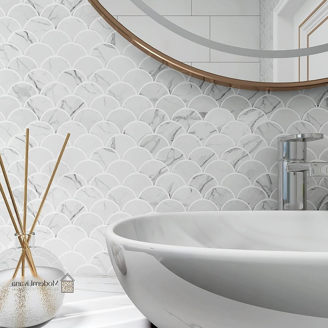 Scalloped White Tile