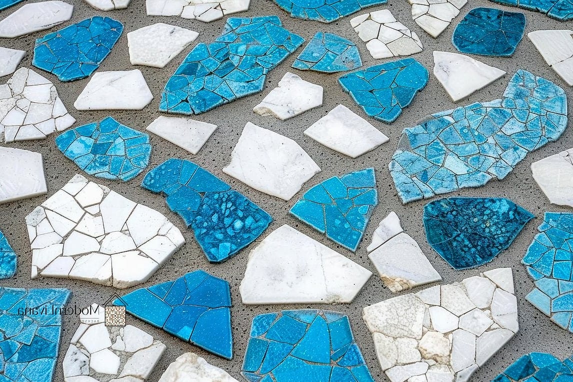 27 Blue Mosaic Tile Ideas From Homes We Absolutely Love 24 Slate Blue Mosaic Tile Mudroom Floor