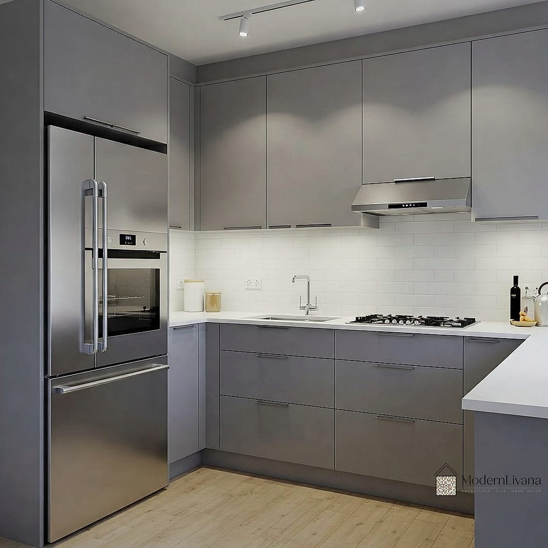 Small Gray Kitchen With Smart Storage