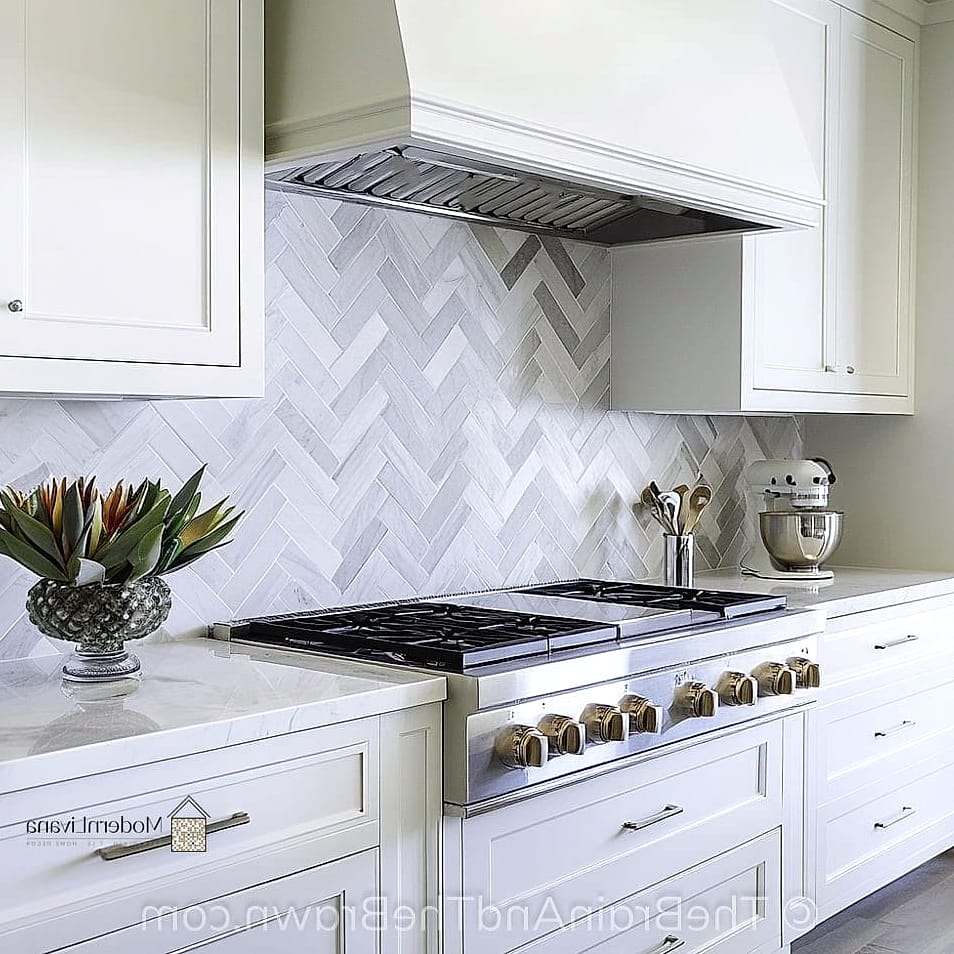 Small Kitchen Chevron Accent Wall