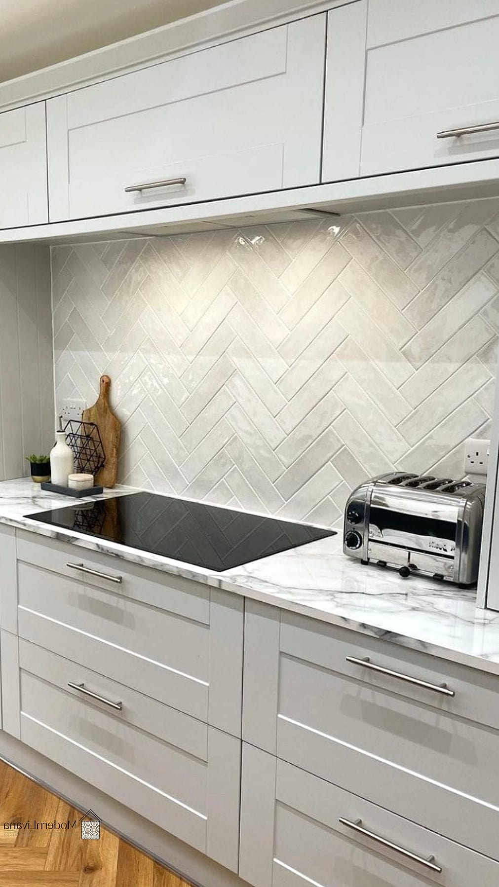 Small Marble Chevron Mosaic Backsplash