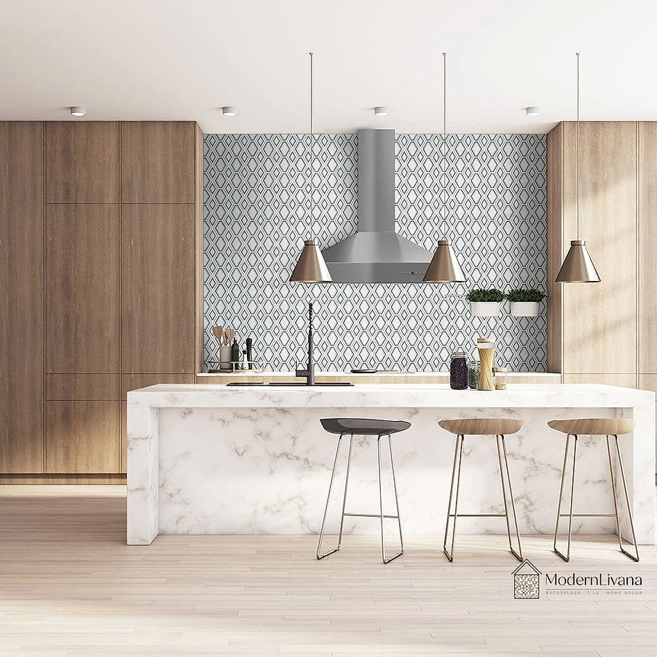 25 Modern Glass Tile Ideas That Look Expensive But Aren't 16 Smoky Glass Tile with Wood Cabinets