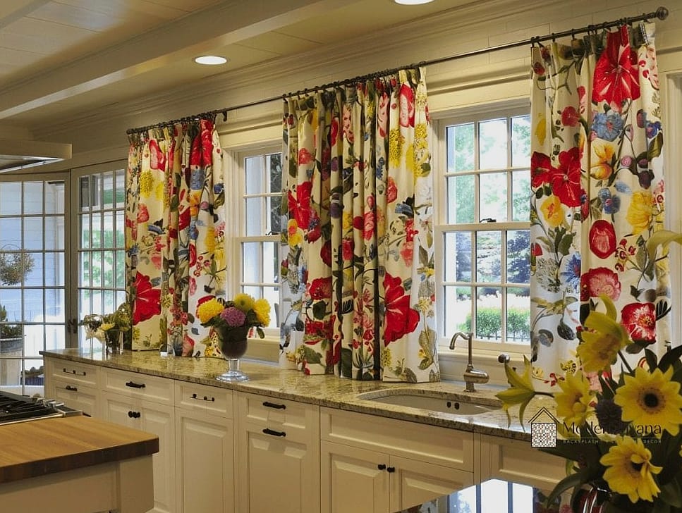 Soft Floral Kitchen Curtains