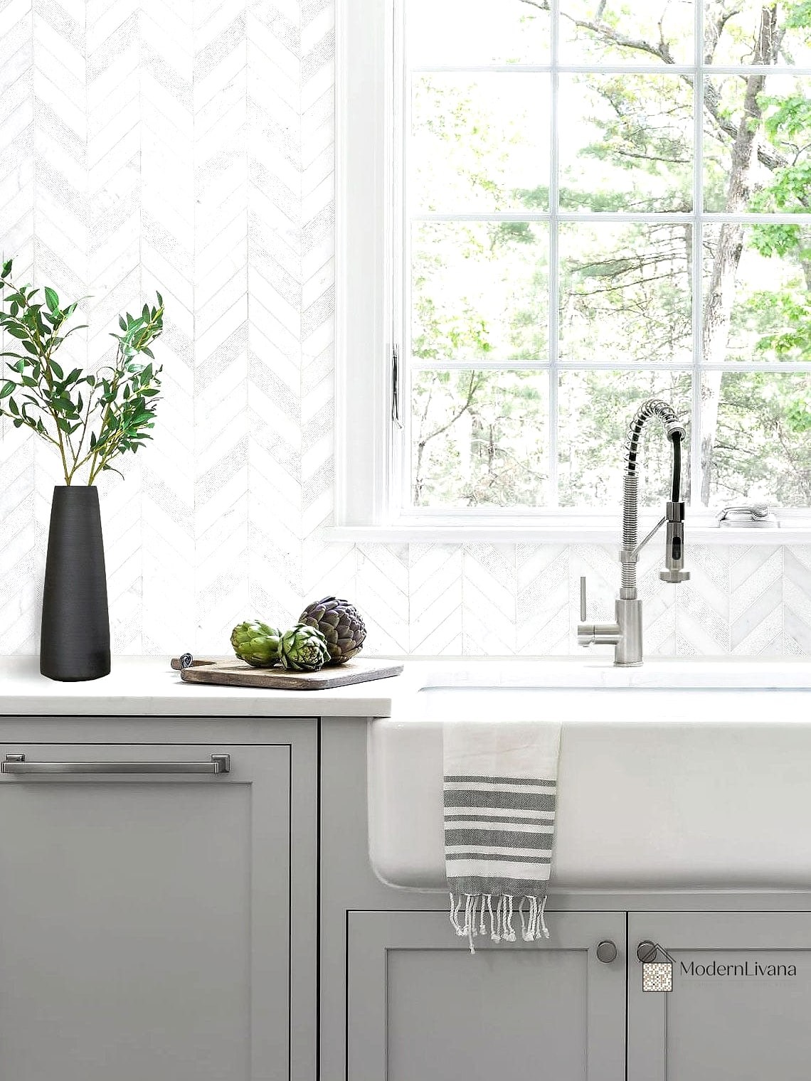 Soft Gray Marble Backsplash