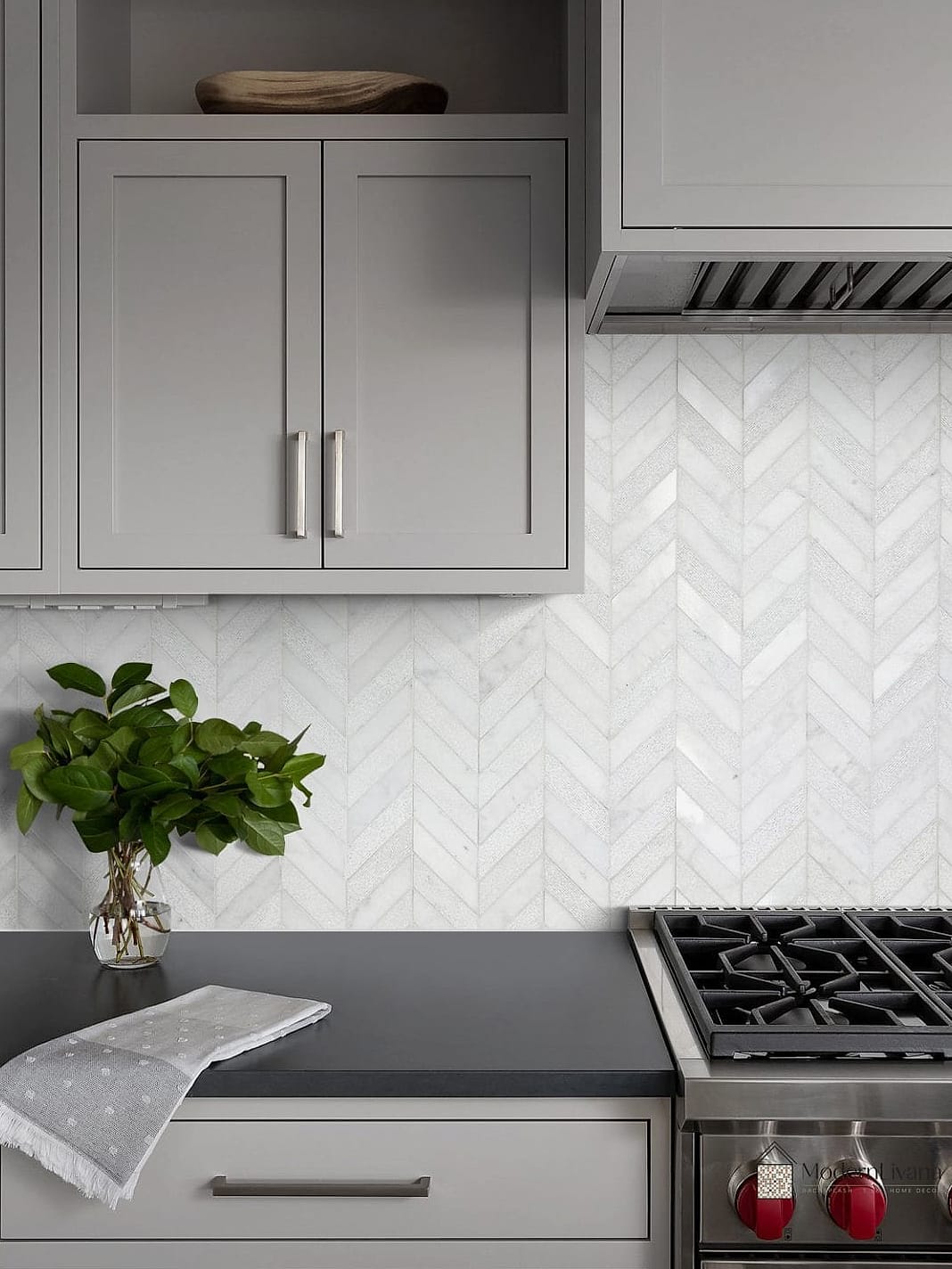 Soft Gray Marble Chevron for Modern Kitchens
