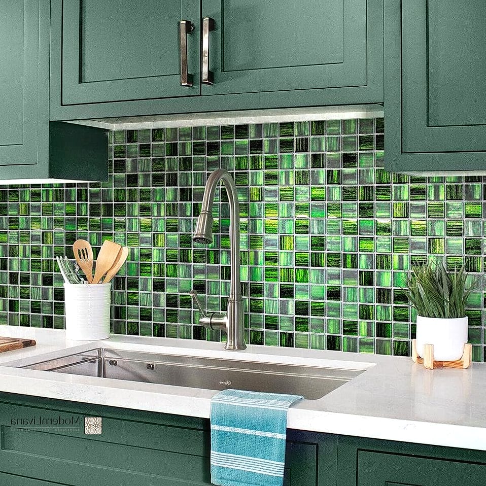 Soft Green Mosaic Backsplash