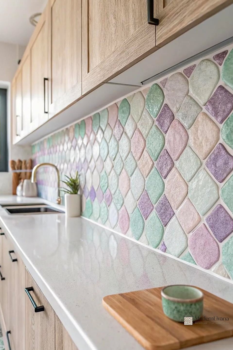 Soft Pastel Mosaic Tile Bathroom Floor