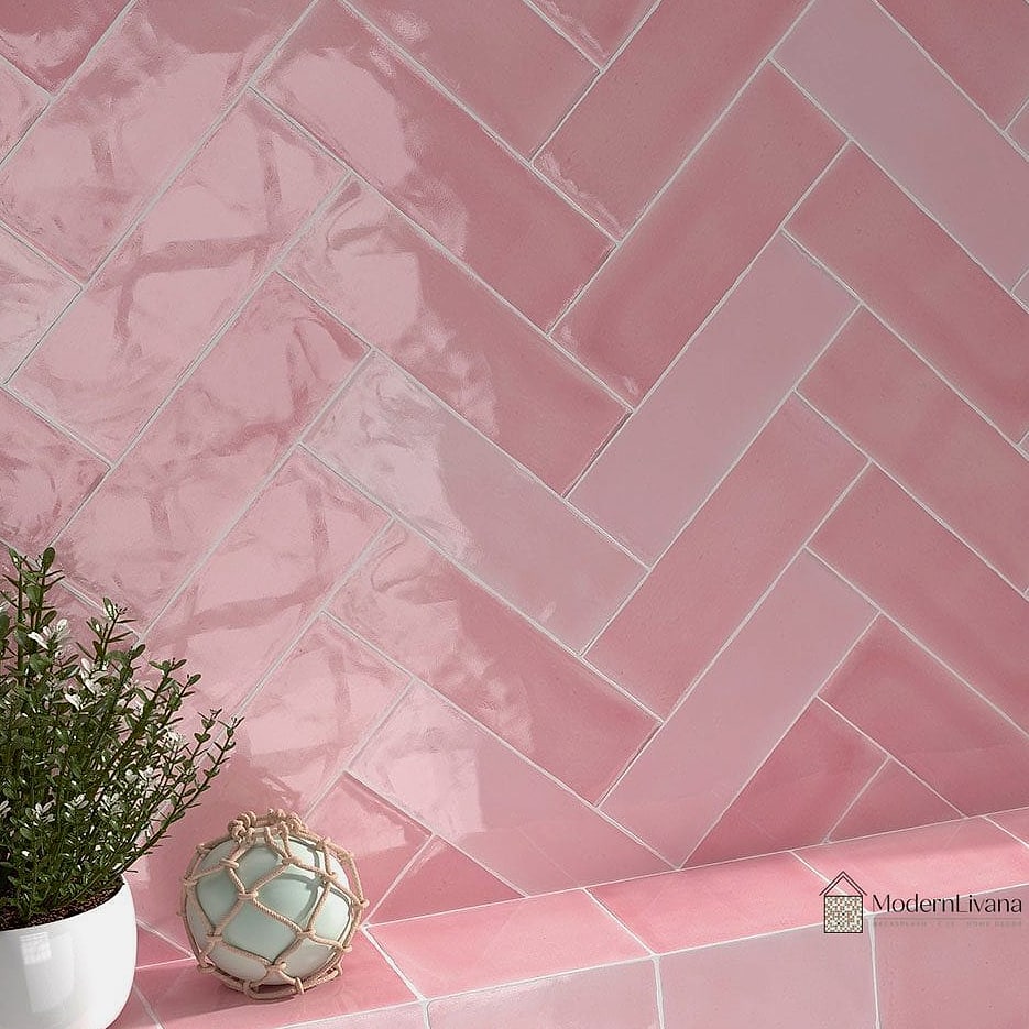 Soft Pink Glazed Tile for a Unique Bathroom
