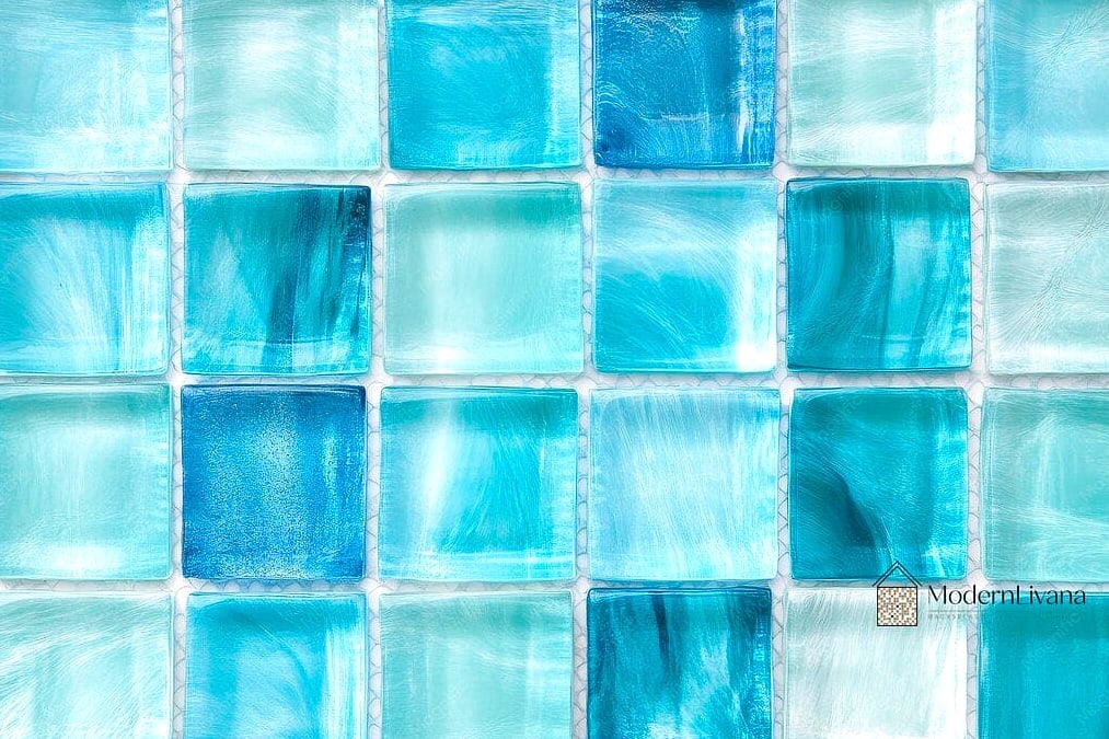 27 Blue Mosaic Tile Ideas From Homes We Absolutely Love 3 Soft Sky Blue Mosaic in a Coastal Bathroom