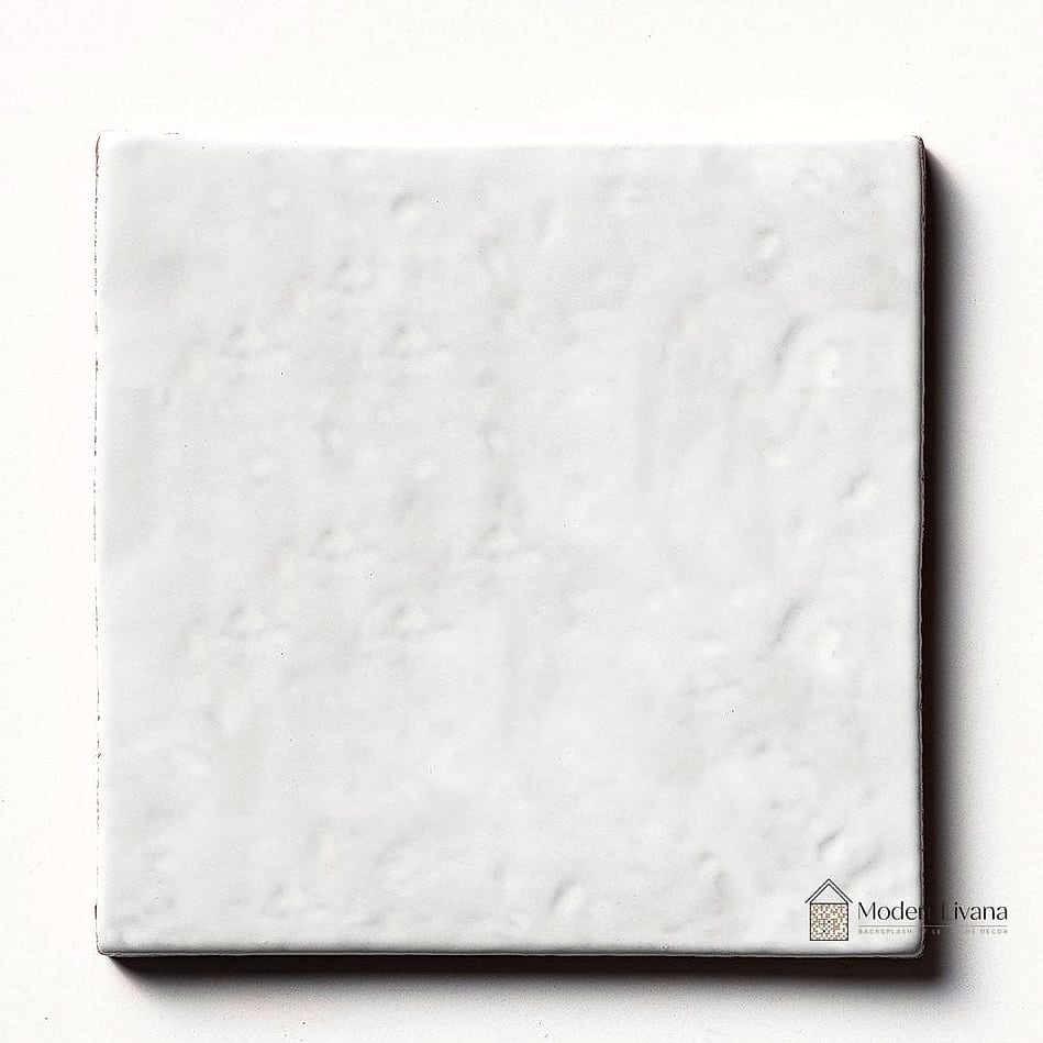 Soft White Glazed Subway Tile with Dark Grout