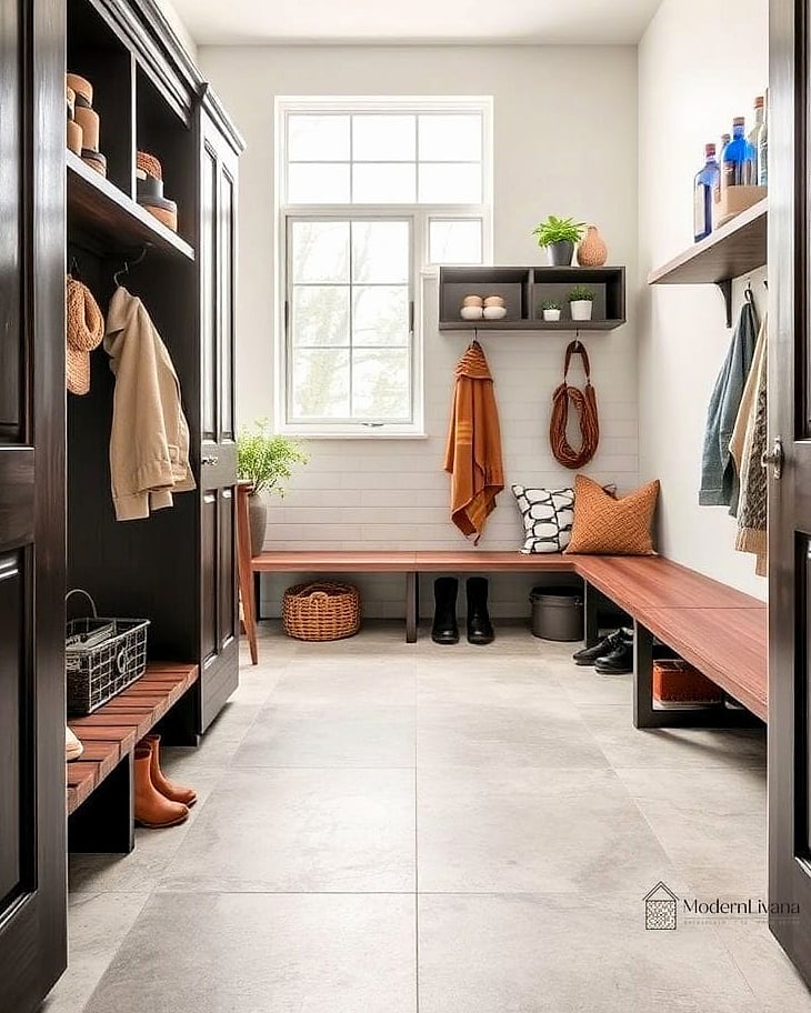 Square Tile Mudroom Flooring