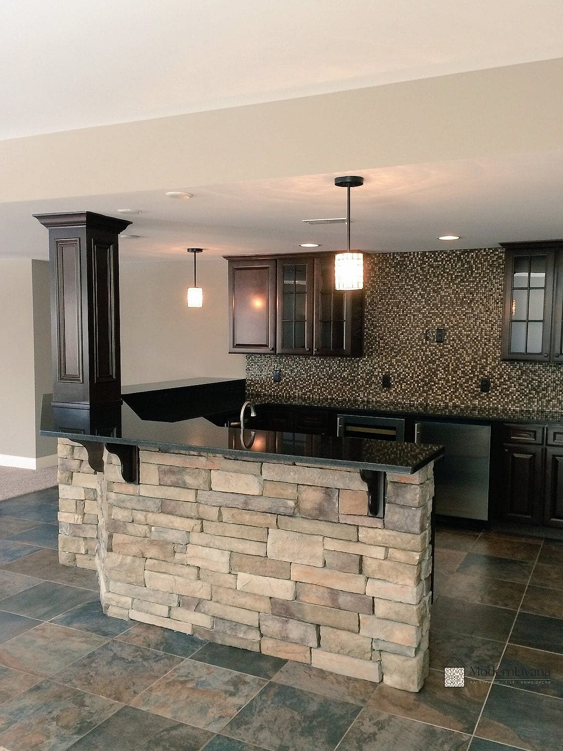 Stacked Stone Backsplash