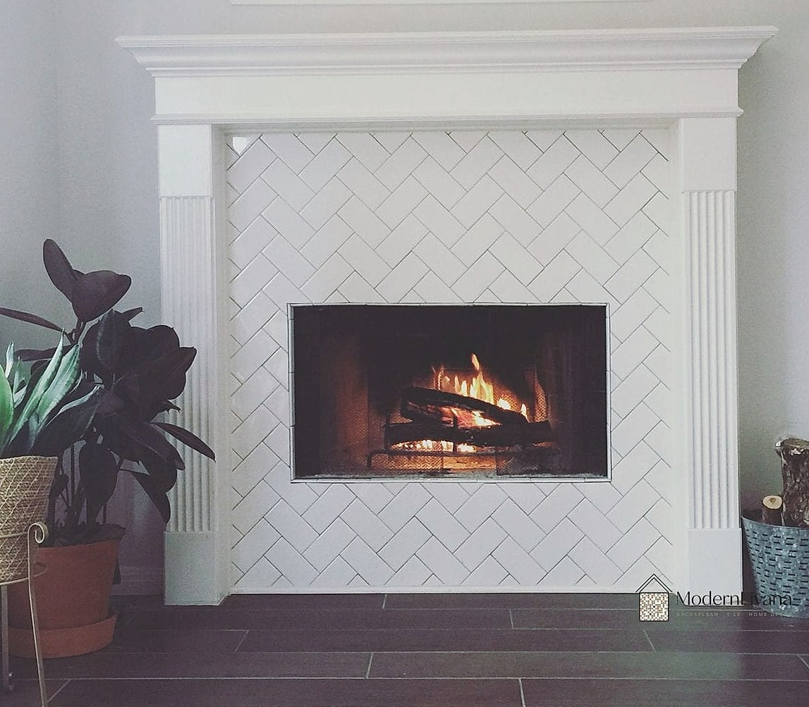 25 Stacked Subway Tile Ideas That Maximize Style and Function 19 Stacked Subway Tile Around a Fireplace