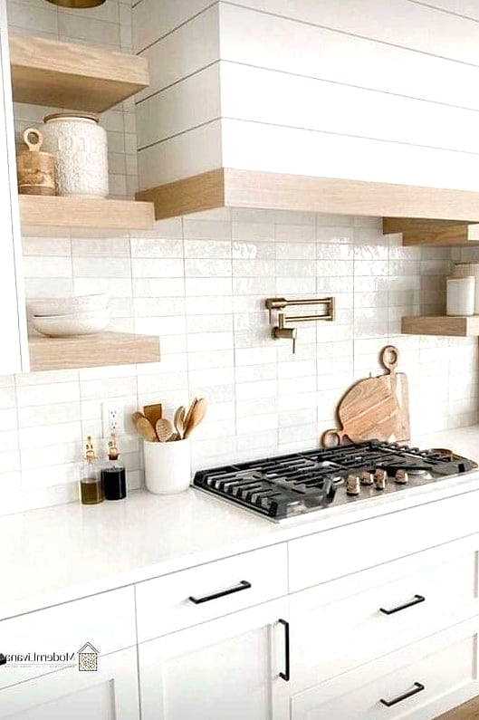 23 White Backsplash Ideas That Will Transform Your Space 8 Stacked White Tile Backsplash