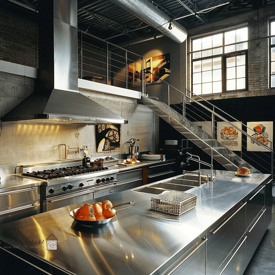 25 Industrial Kitchen Ideas From Homes We Absolutely Love 7 Stainless Steel Workstation Style