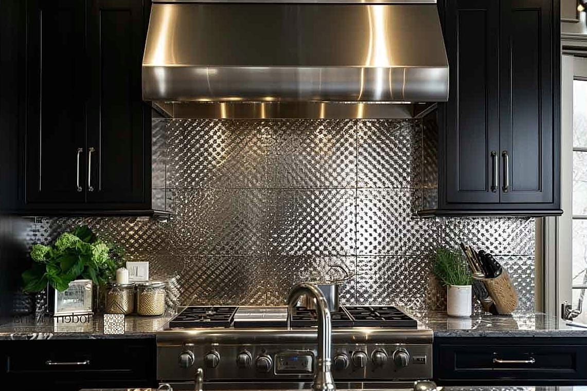 Stainless Steel With Black Cabinets