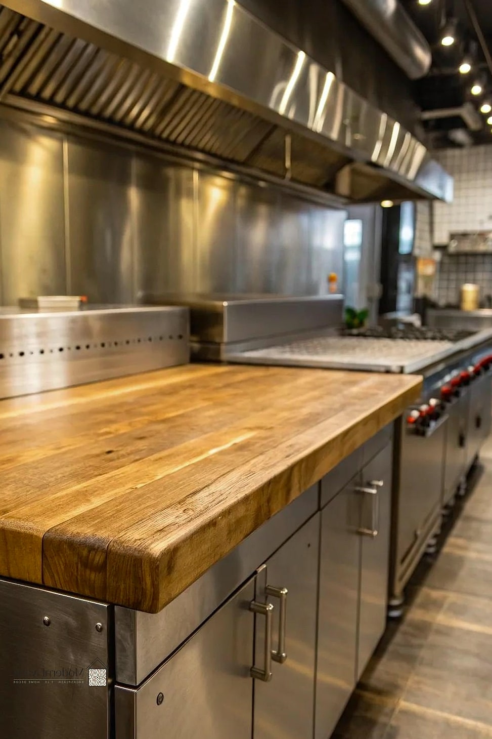 Stainless Steel With Butcher Block Countertops