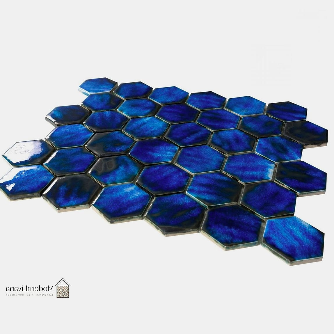 27 Blue Mosaic Tile Ideas From Homes We Absolutely Love 17 Steel Blue Hexagon Mosaic Bathroom Floor
