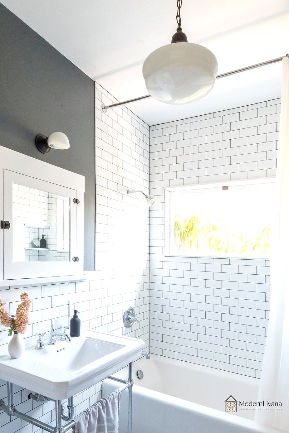 Subway Tile Extending to the Ceiling
