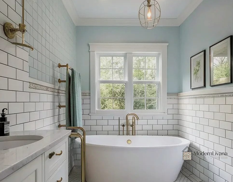 Subway Tile Half Wall in the Bathroom