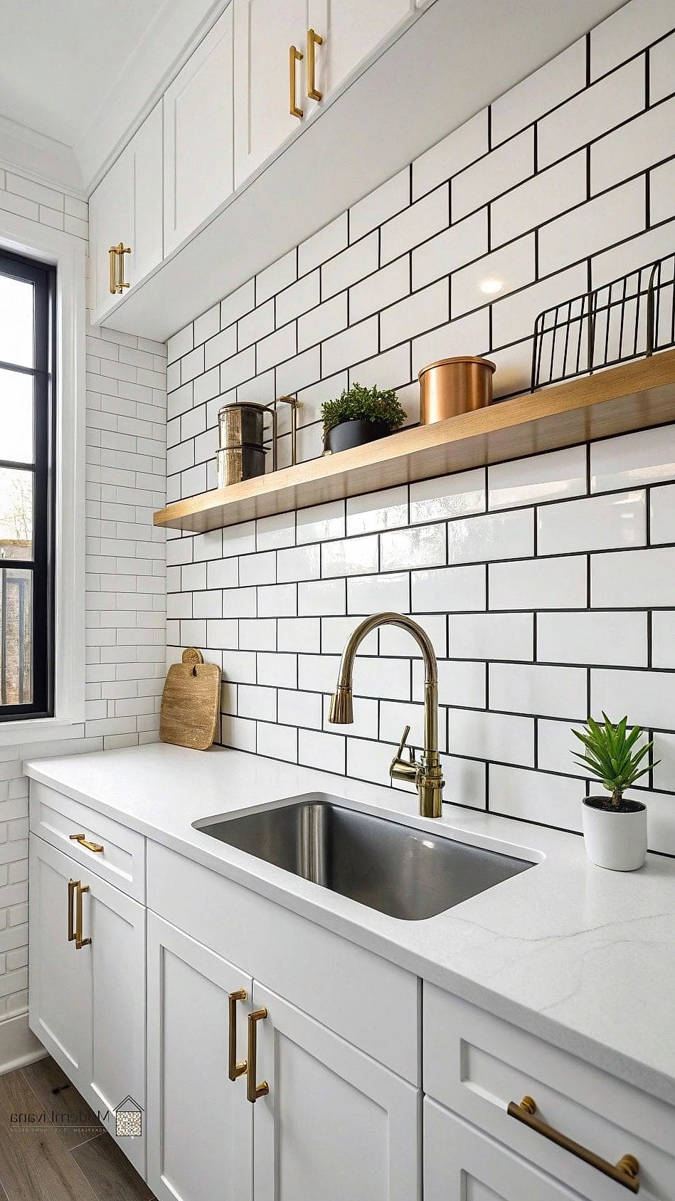 Subway Tile Around a Kitchen Window