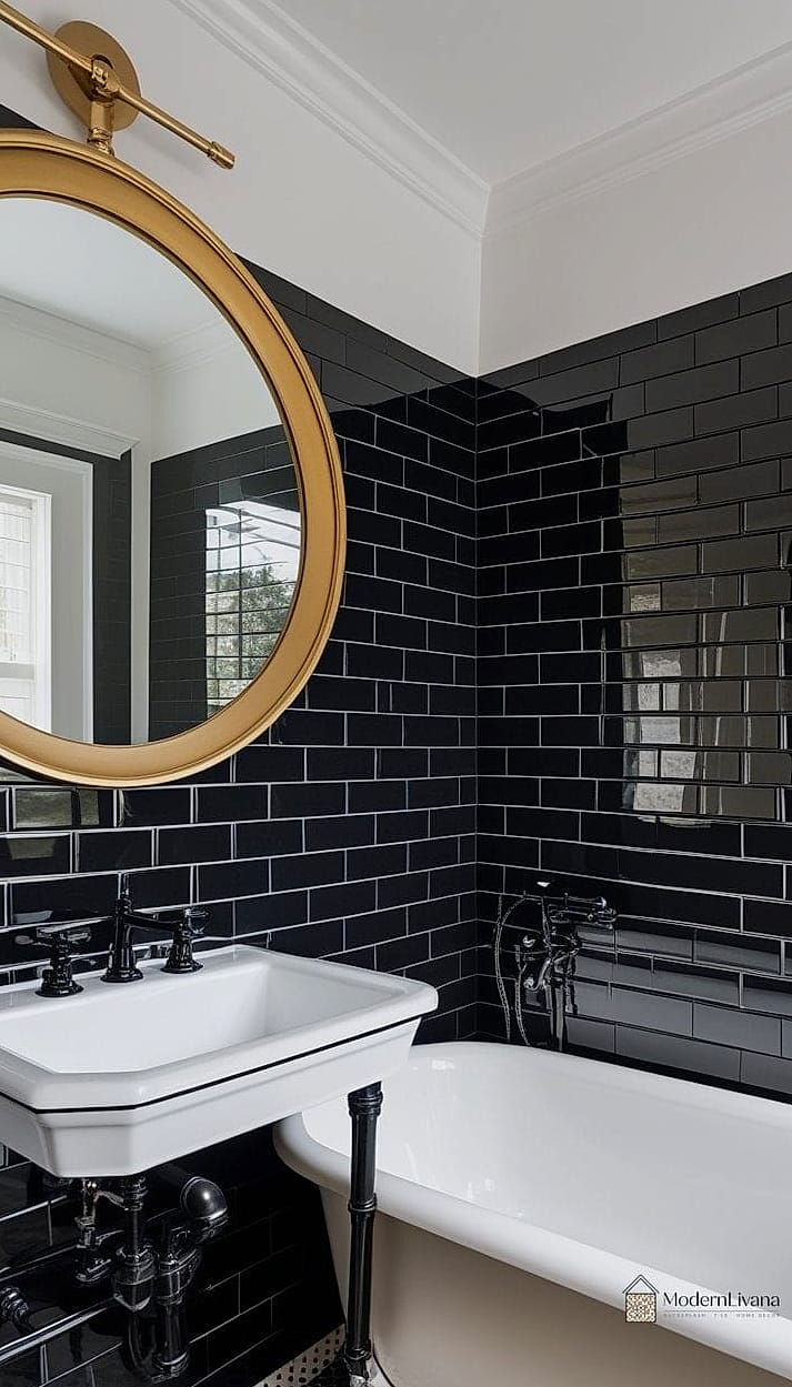 Subway Tile with Black Fixtures