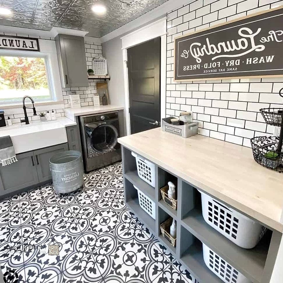 Subway Tile Laundry Room Backsplash