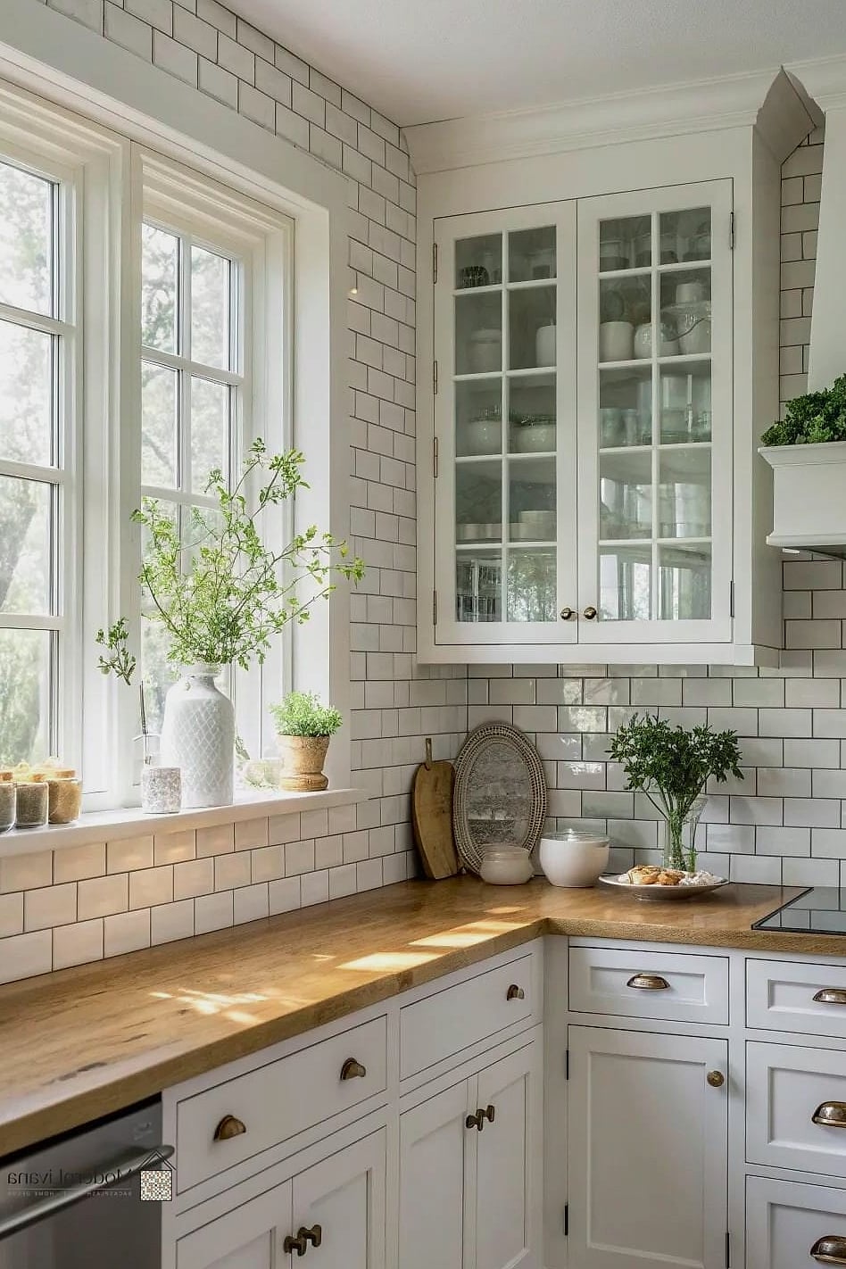 Subway Tile Framing a Range Hood