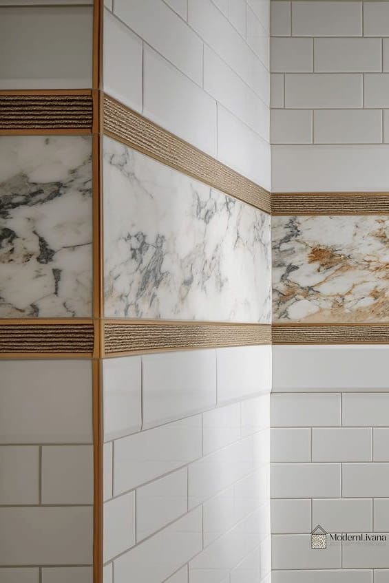 Subway Tile with Marble Accents