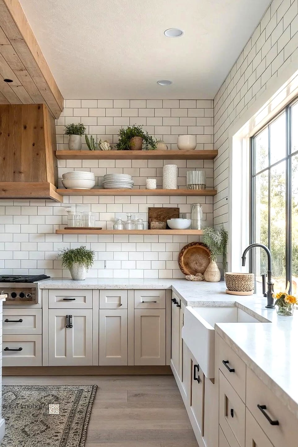 Subway Tile with Open Shelving