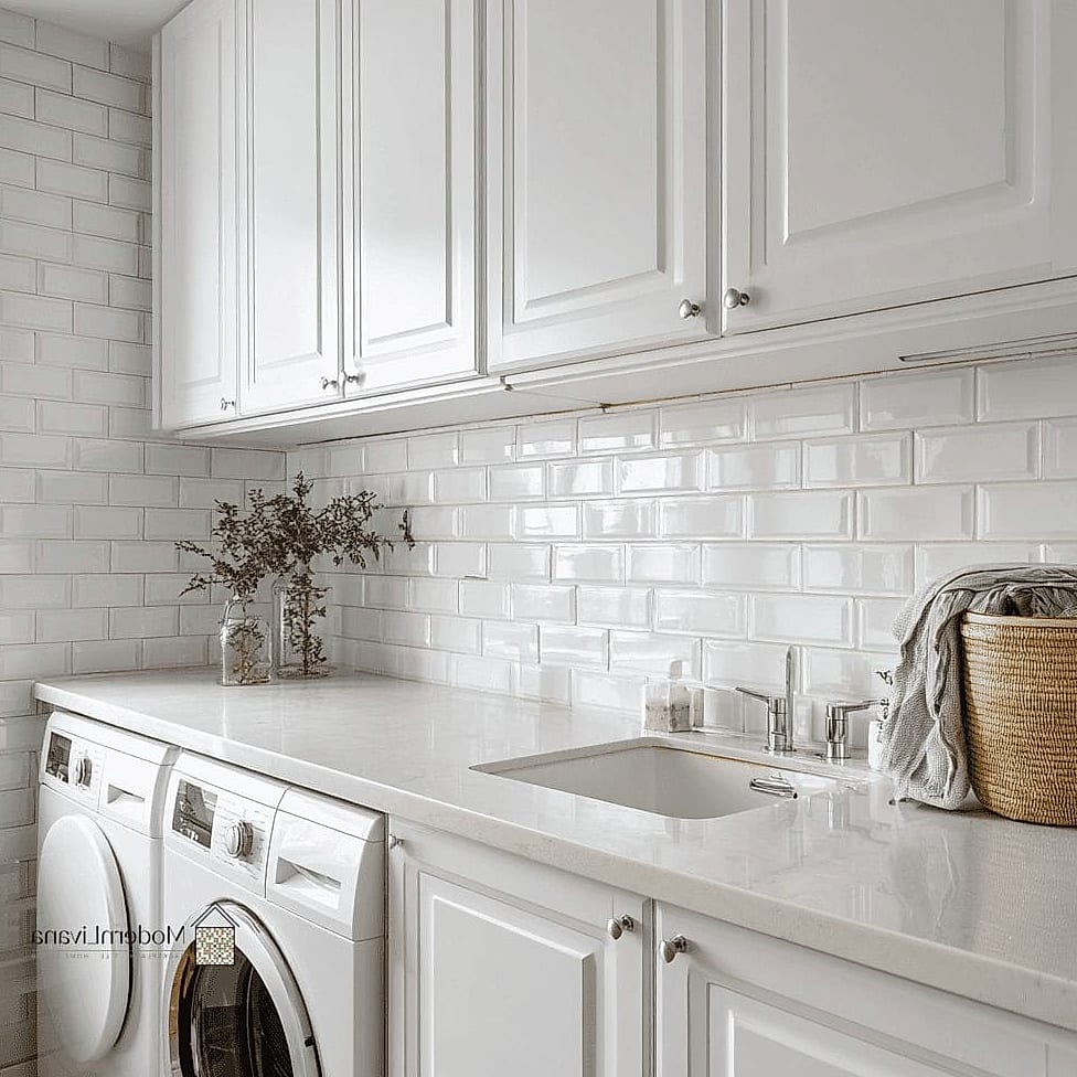 Subway Tile Laundry Room Walls