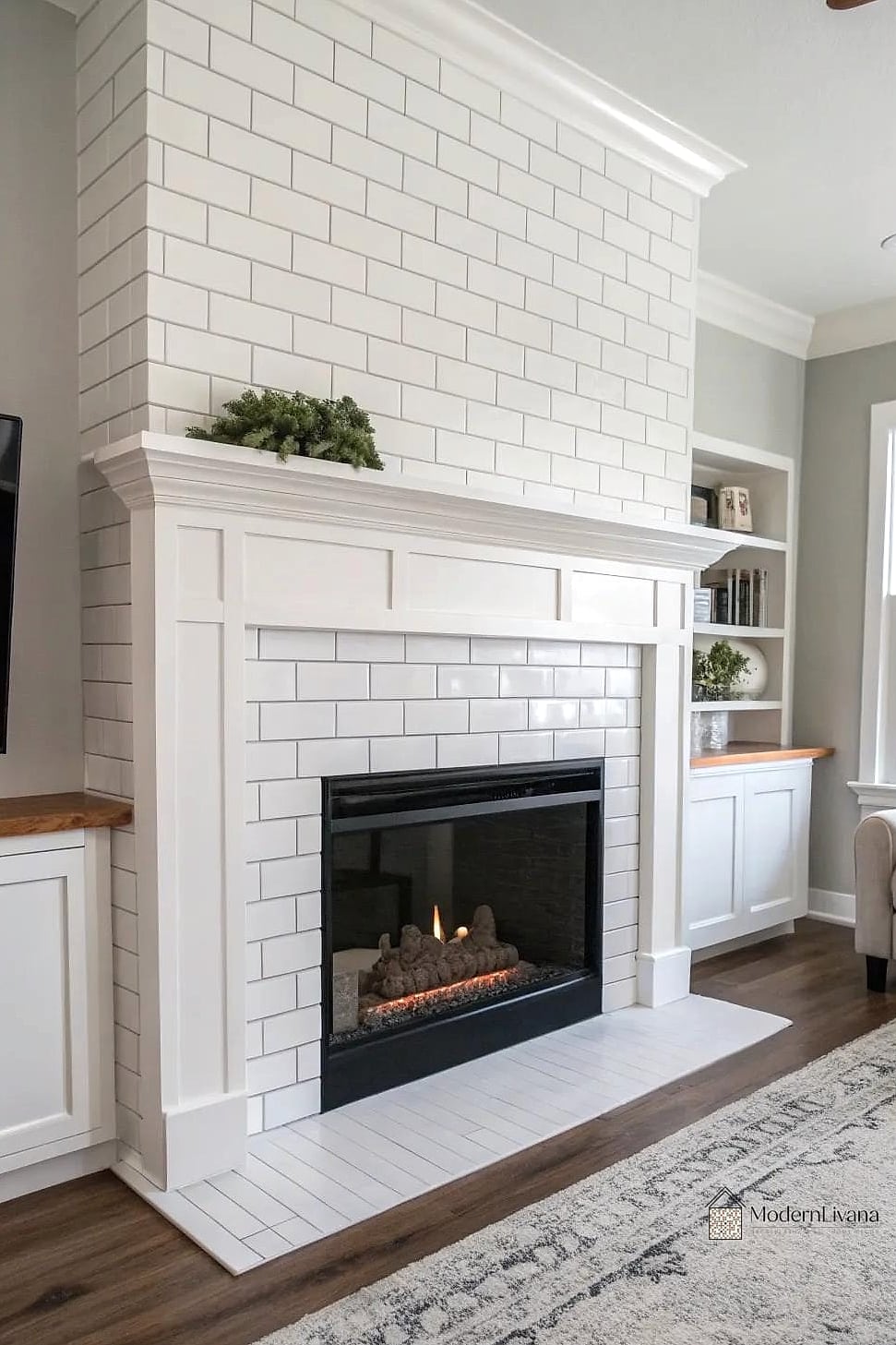 Subway Tile Fireplace Surround