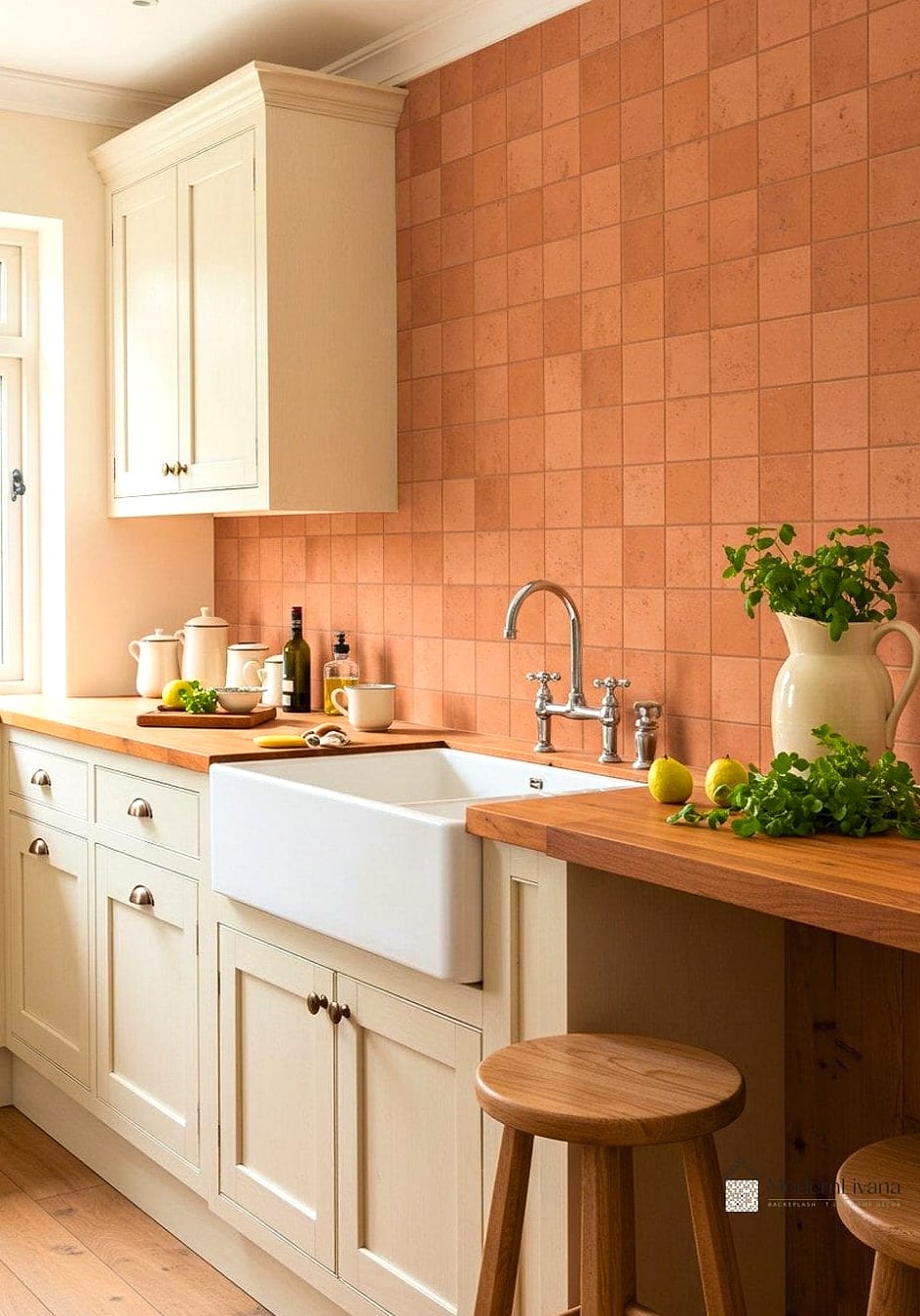Terracotta and Cream Checkerboard
