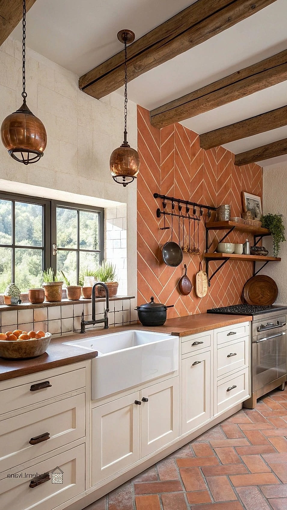 Terracotta Herringbone Pattern
