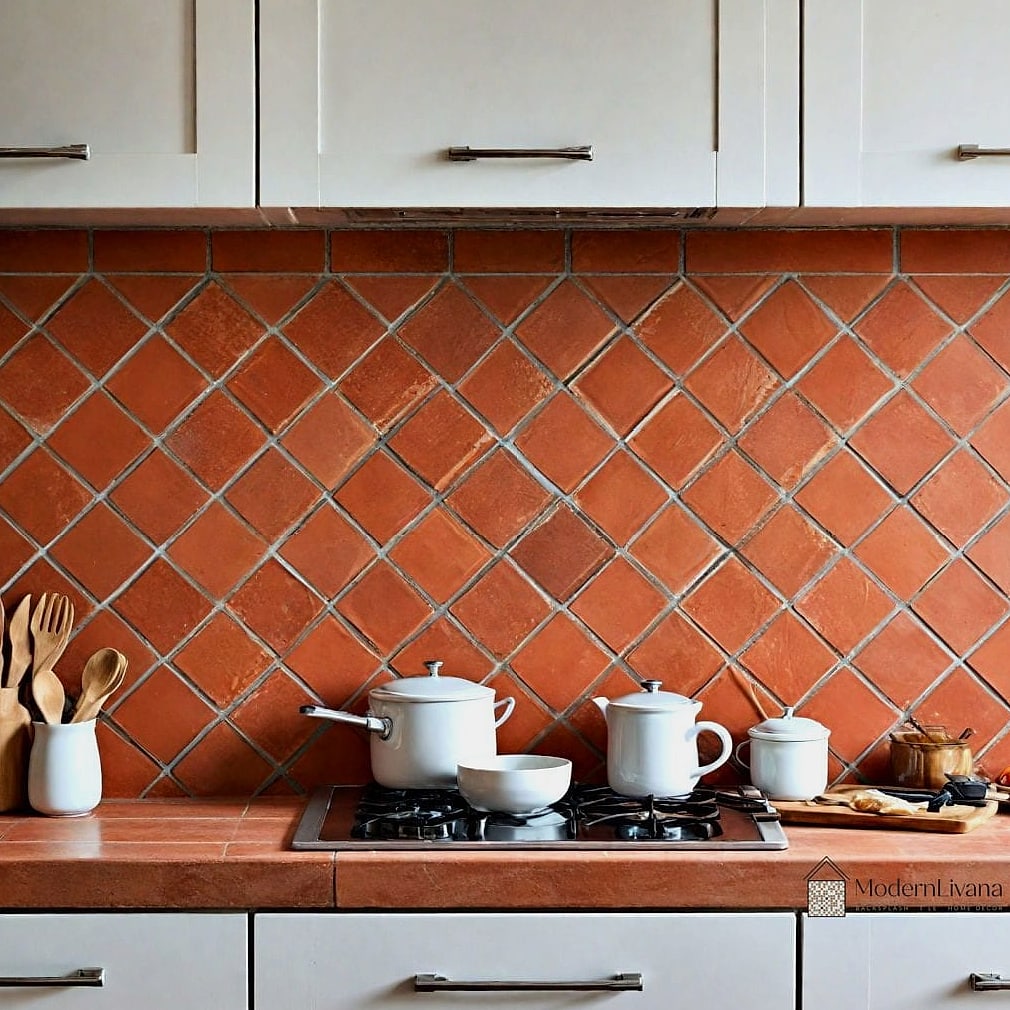 Terracotta Tile in a Vertical Stack