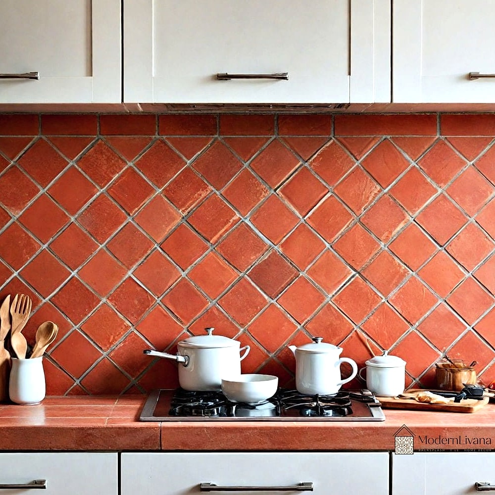 Terracotta Tile Paired with Matte Black Fixtures