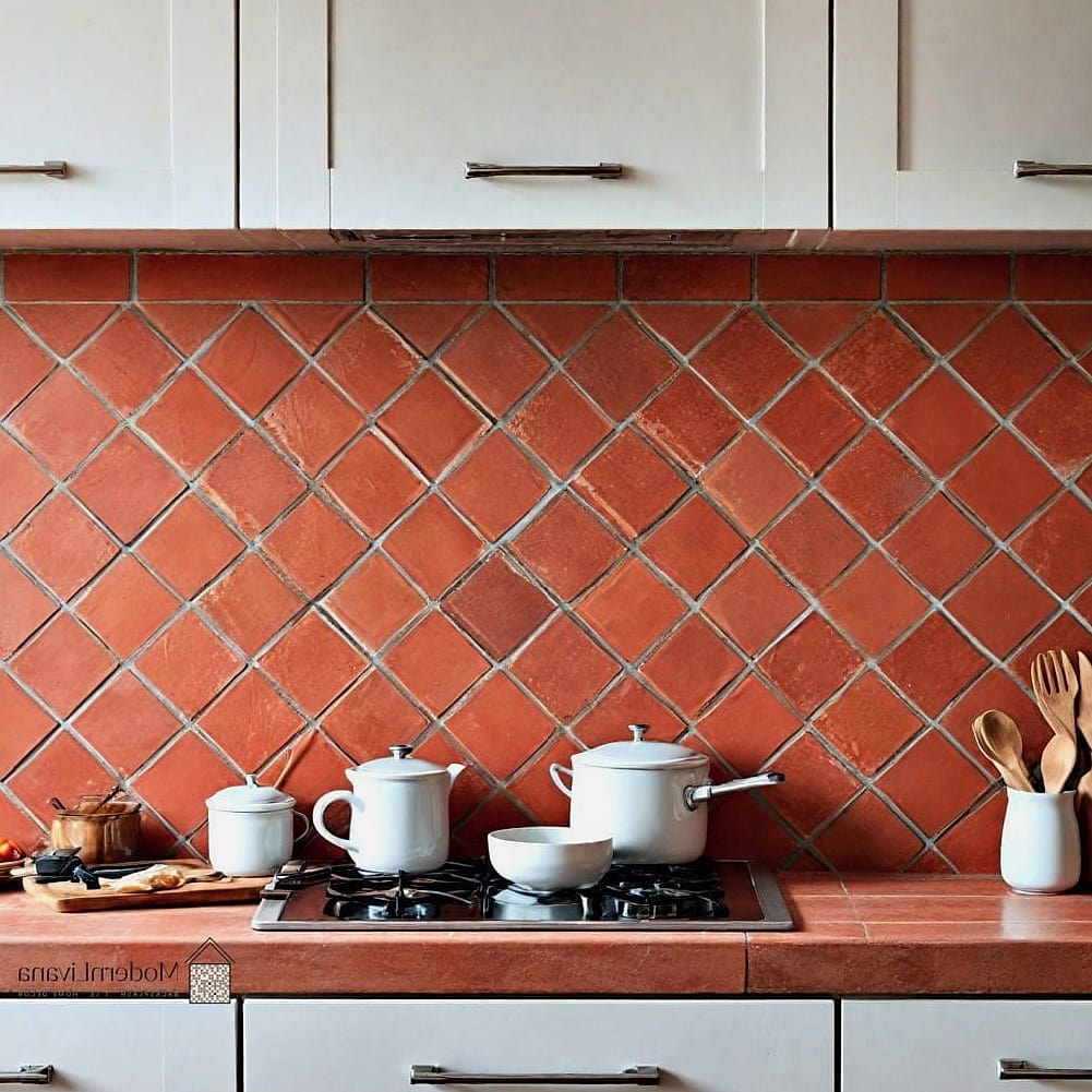 Terracotta Tile in a Bathroom Vanity Backsplash