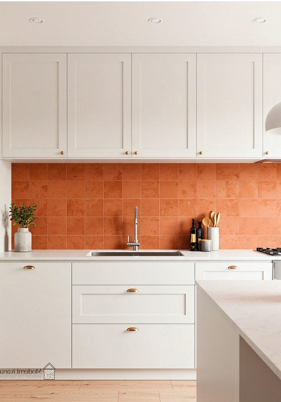Terracotta and White Two-Tone Backsplash