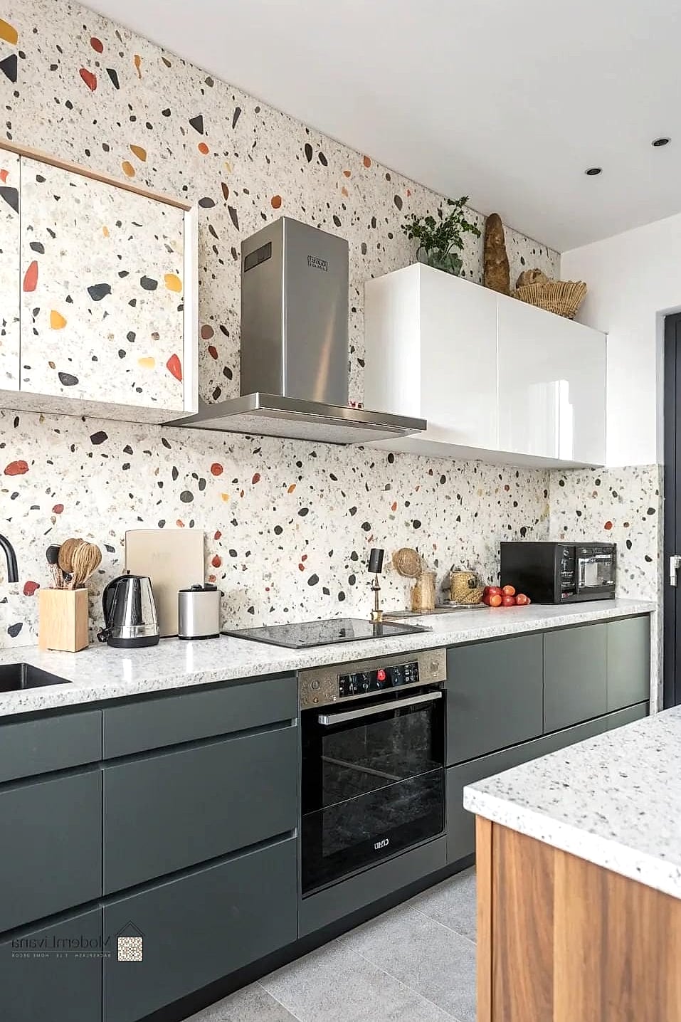 Terrazzo-Look Stone Backsplash