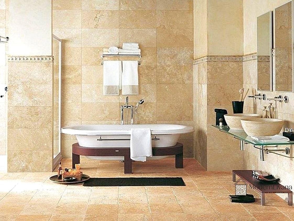 Travertine and Marble Bathroom Combinations