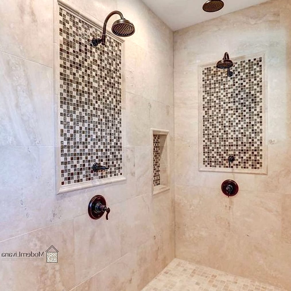 Travertine Mosaic Tile Shower Details