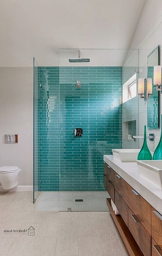 27 Blue Mosaic Tile Ideas From Homes We Absolutely Love 5 Turquoise Mosaic Tile Shower Floor