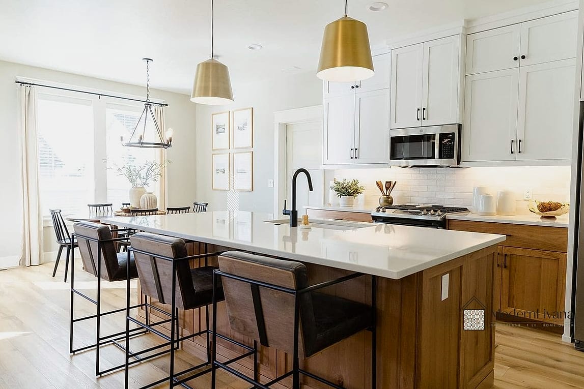 Two-Tone White Kitchen Cabinets