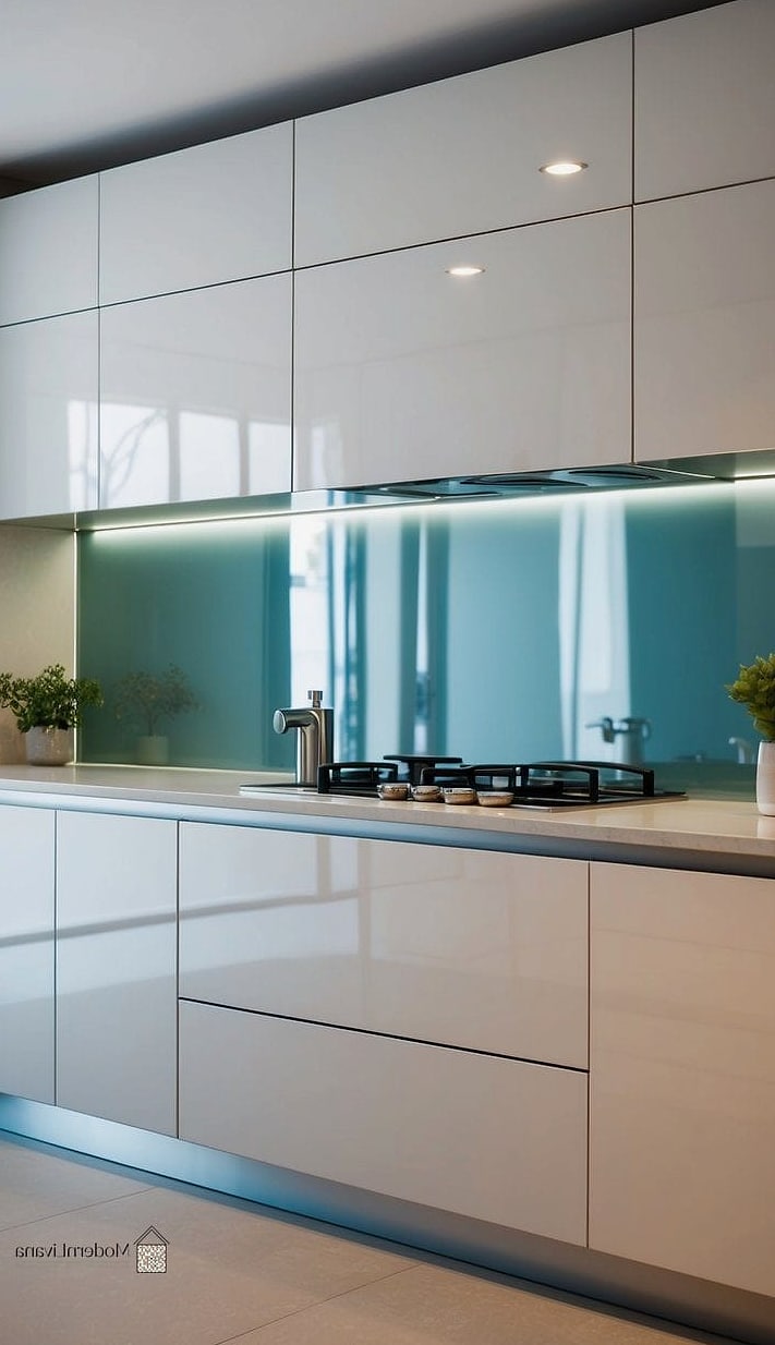 Two-Tone Glass Sheet Backsplash Design