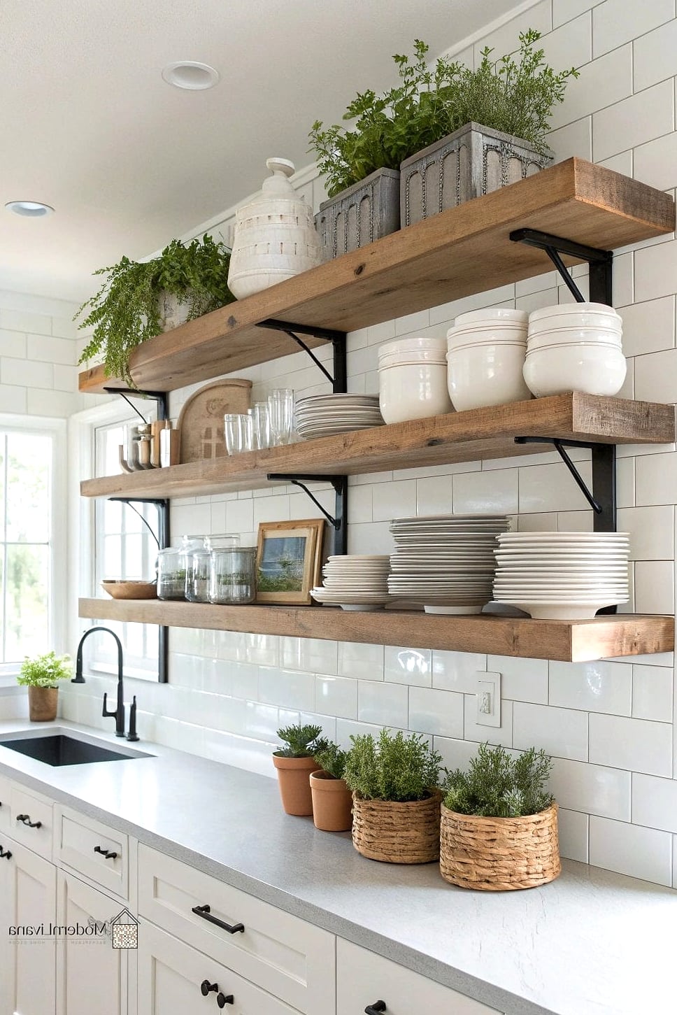 21 Stylish Kitchen Ideas That Maximize Style and Function 6 Use Open Shelving for Everyday Items
