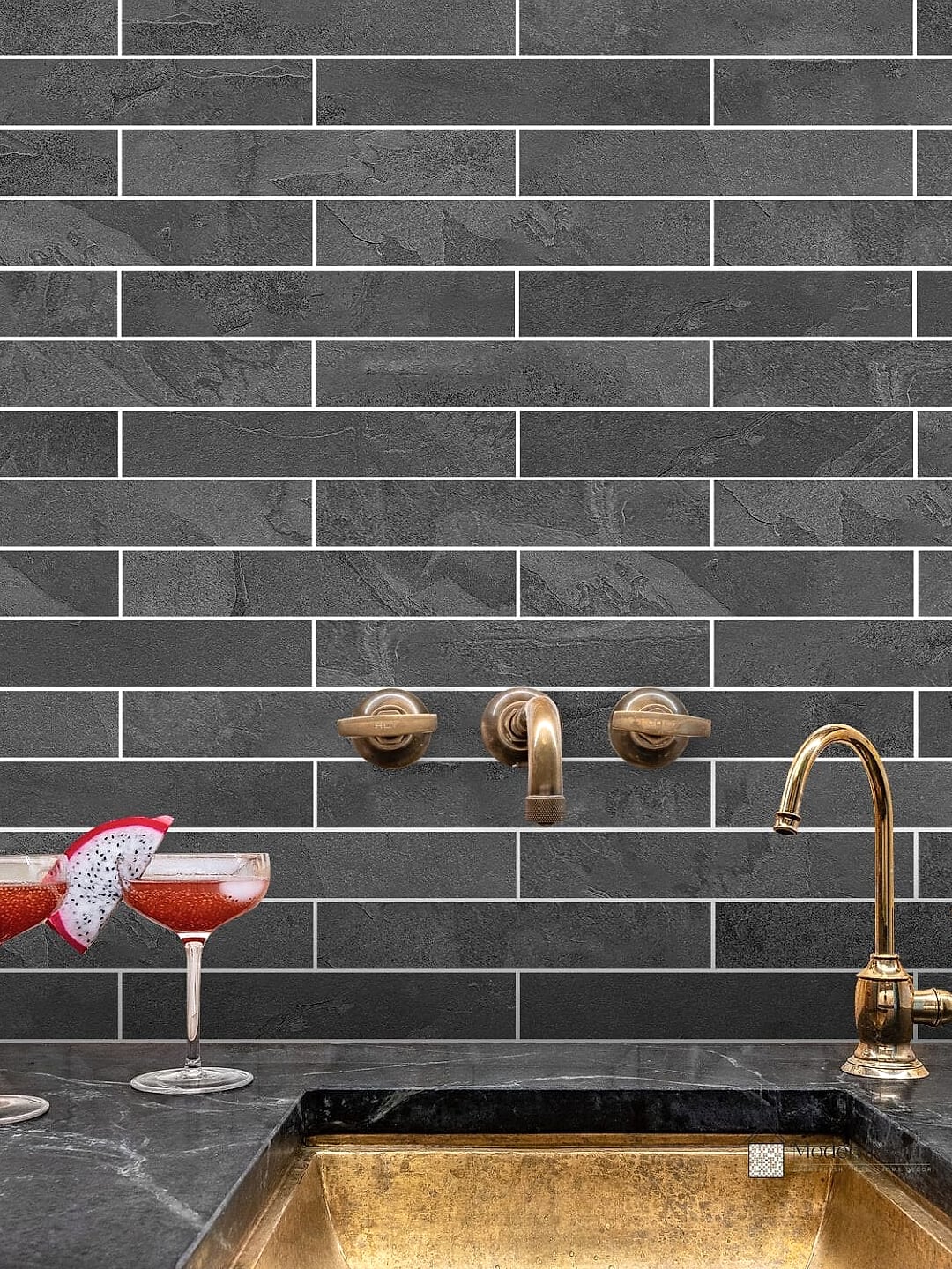 Vertical Black Subway Tile